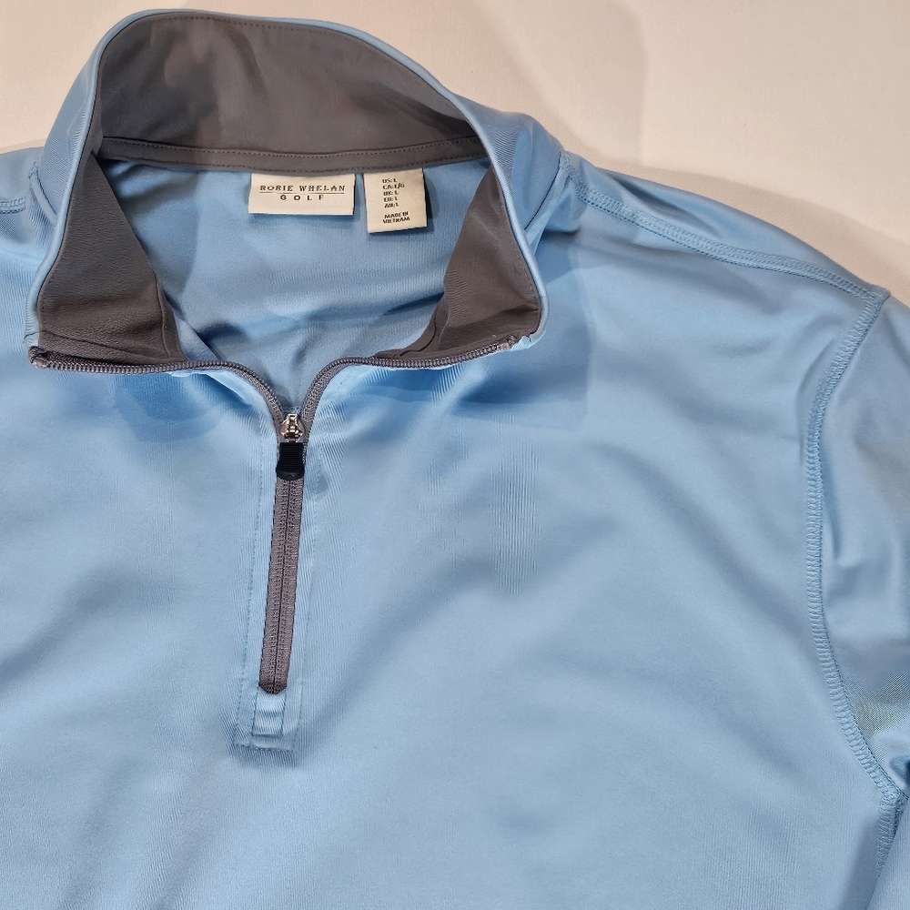 Rorie‎ Whelan Golf Polo Mens Large Light Blue 1/4 Zip Athletic Outdoor Pullover
